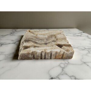 vintage large cut marble multi-textured ashtray.